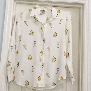 Cream long sleeve blouse, size 10